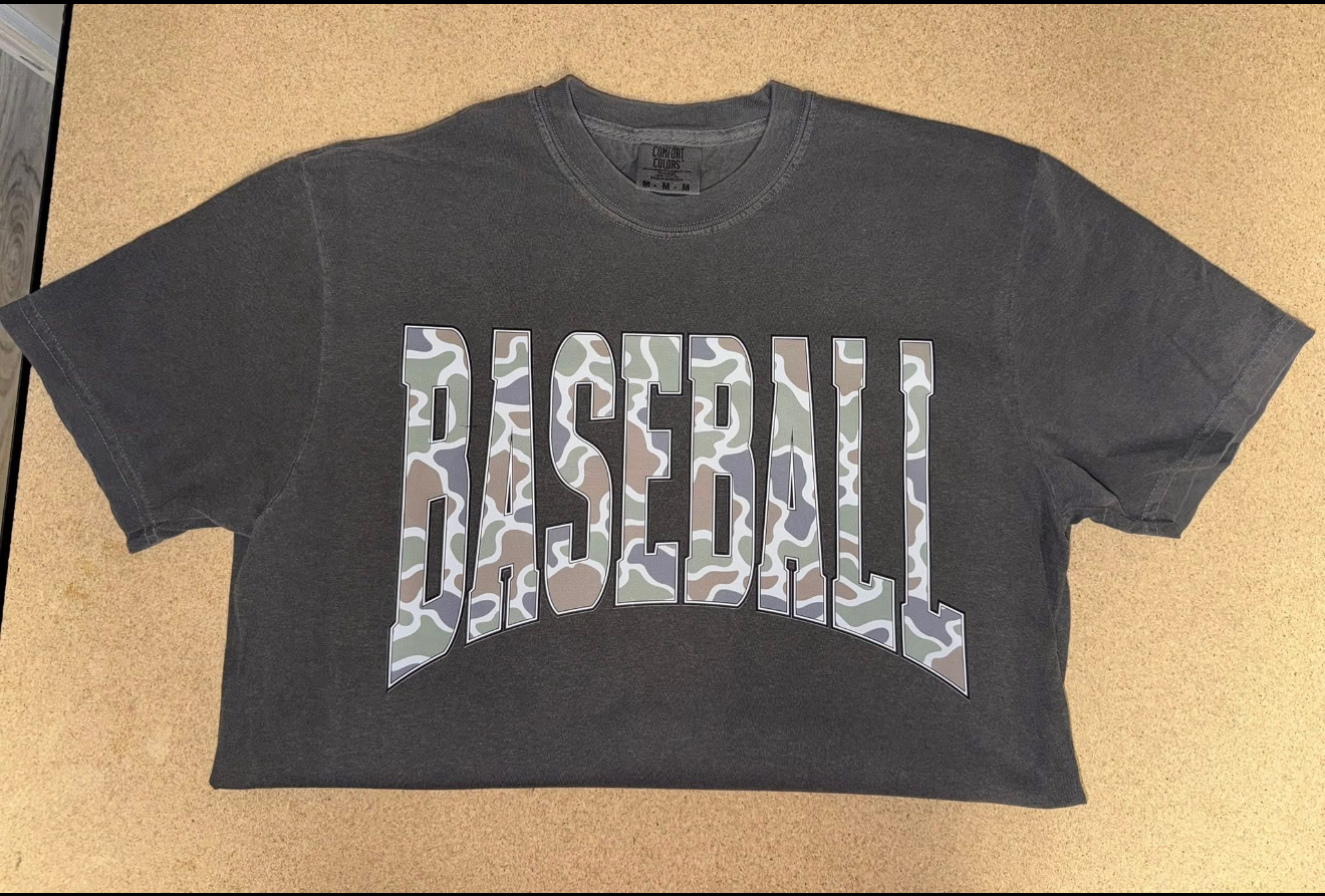 Camo Baseball Comfort Color Tees