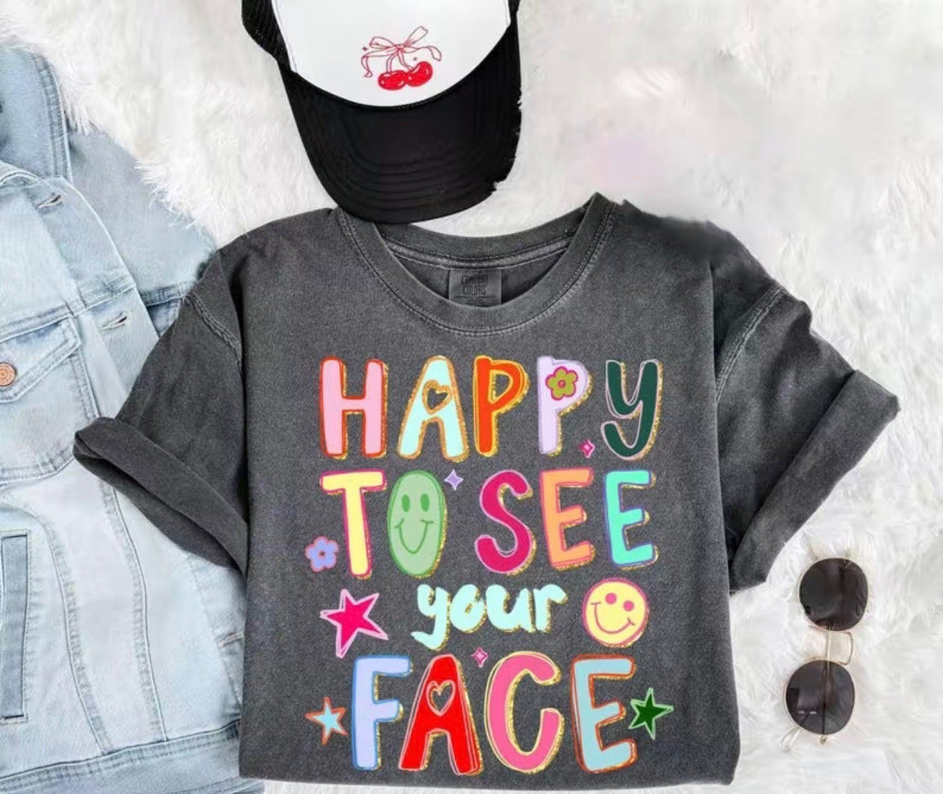 Happy To See Your Face Comfort Color Tees (Plus)